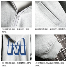 KS21260-P38连帽开衫卫衣男运动外套大码班服网格，男装卫衣，电商A040A