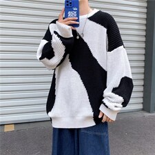 秋季拼色长袖休闲针织衫男2023新款韩版潮流圆领套头毛衣M684-P40，男装针织衫/毛衣，星座512-2