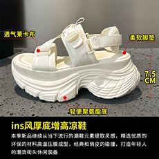 X4010-P155夏季厚底休闲凉鞋女增高老爹鞋松糕底魔术贴露趾鞋，男鞋凉鞋，星座1407-3