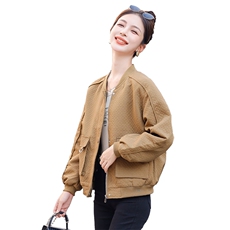 现货！秋季休闲外套女2024新款时尚宽松春秋百搭夹克，女装短外套，以桐