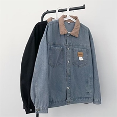 新款水洗牛仔外套男春季复古潮流休闲宽松男女工装夹克J8891-P60，男装夹克，星座1008