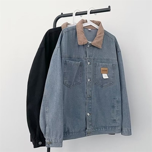 新款水洗牛仔外套男春季复古潮流休闲宽松男女工装夹克J8891-P60图片