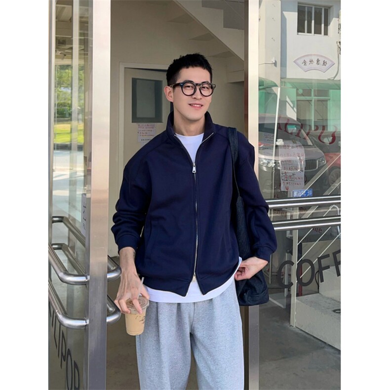 现货网图立领开衫clean fit 纯色百搭卫衣外套男女WT31-特P58图片
