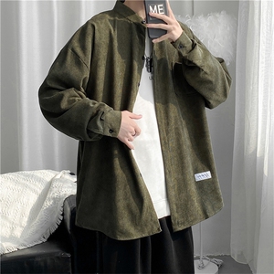 复古衬衣灯芯绒衬衫男港风春季原宿风M-3XL设计感小众 W2510-P35图片