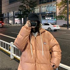 冬季假两件连帽外套情侣PU皮加厚棉衣棉服A071-Y266-P125女类，女装棉衣/棉服，电商A071