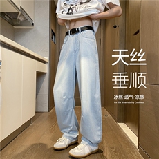 2025夏季新款美式高街褶皱宽松冰丝牛仔裤B315-K672-P55控78，男装牛仔裤，电商B315