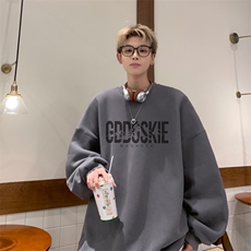 400高克重华棉内景秋新款字母圆领卫衣男宽松WY00271/P35加绒P45，男装卫衣，电商B316