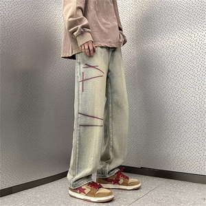 欧美vibe裤子男冬季新款潮痞帅炸街牛仔裤B8153P40图片