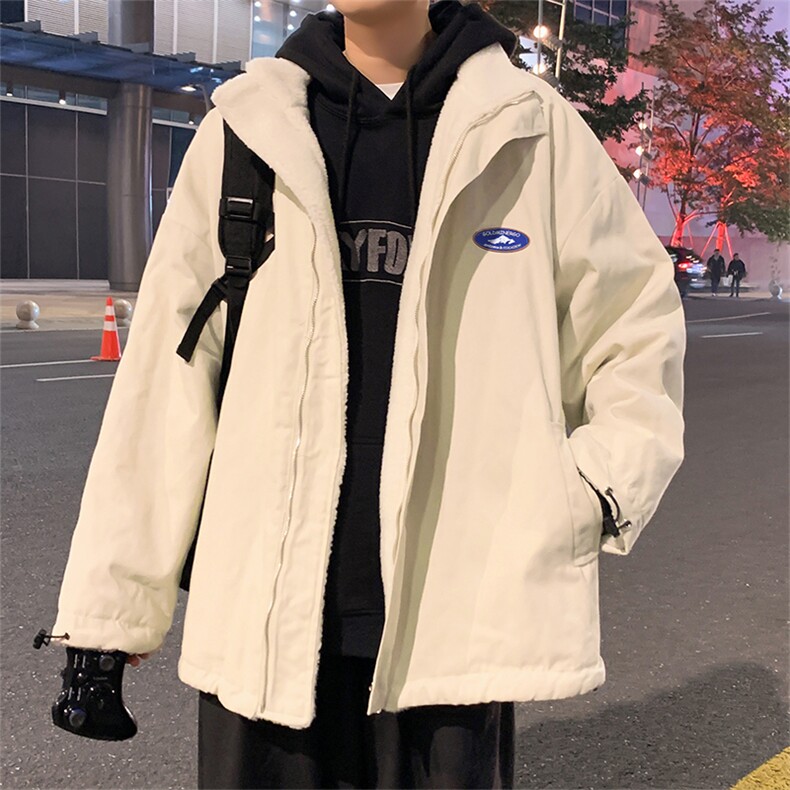 冬季两面穿羊羔毛棉衣外套男士情侣款立领棉服ins潮牌M0813-P78图片