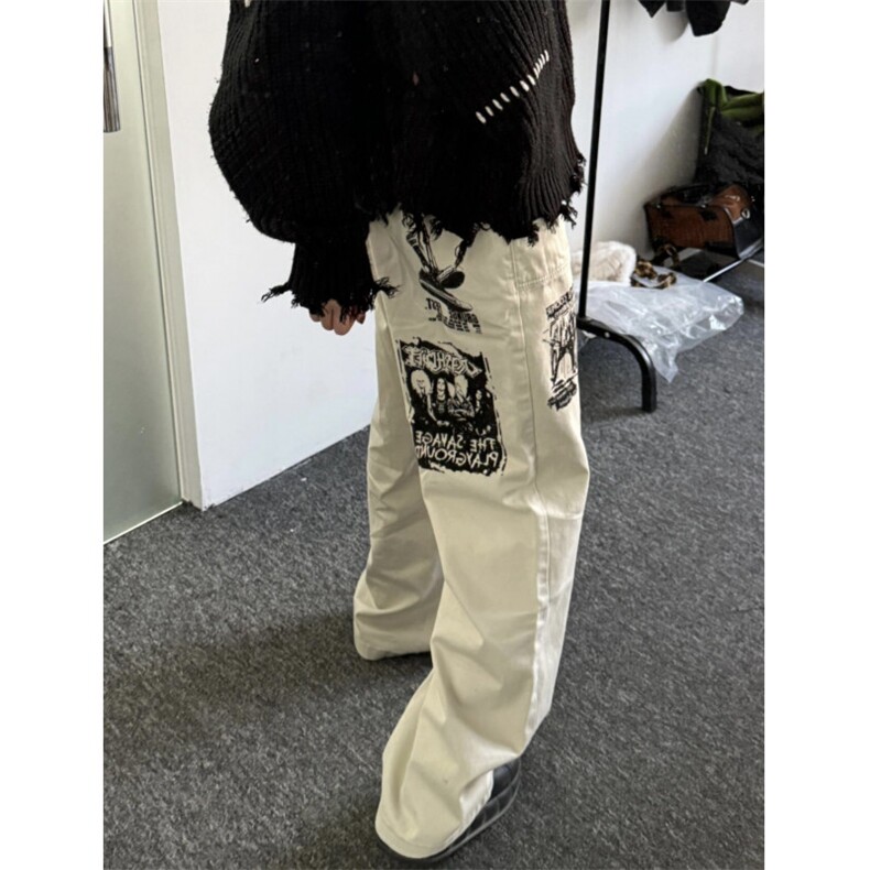 美式牛仔裤男秋季痞帅高级感设计感男裤宽松直筒潮牌长裤X04p55,男装牛仔裤,电商D256-1(原A064-1)