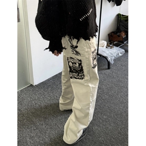美式牛仔裤男 秋季痞帅高级感设计感男裤宽松直筒潮牌长裤X04 p55图片
