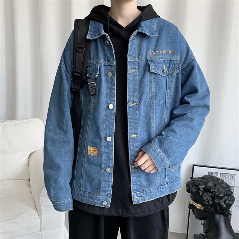男士牛仔外套新款春秋季炸街上衣韩版潮流休闲棒球服夹克J108P50,男装夹克,星座310B-1