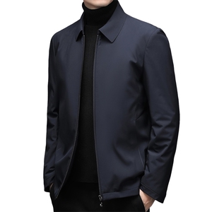 中年男士商务休闲羽绒服冬季加厚保暖翻领上衣爸爸装白鸭绒外套图片