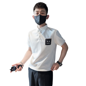 社会小伙夏季男士翻领Polo衫笑脸印花短袖体恤半袖上衣C208-8887图片