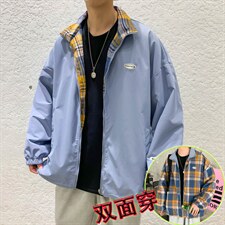 韩版原宿风冬街头双面穿夹克ins情侣休闲炸街痞帅外套W1293-P58，男装夹克，星座512-4