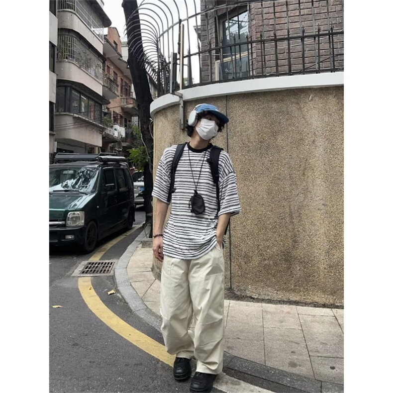 复古基础降落伞工装裤中性百搭抽绳松紧腰休闲裤男KG07,男装休闲裤,星座1116A（原606A-3）