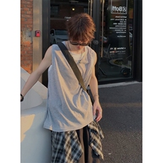 2024夏季新款港风美式ins潮牌假两件无袖圆领T恤背心男ZX446-P28，男装背心/马甲，星座313A(原308A-2)