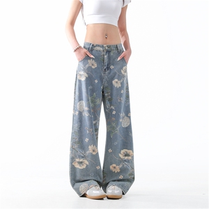 903-AK40 -特P55【S-3XL】 男女花灰牛仔裤！ 2图片