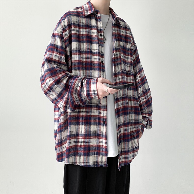 现货宽松格子衬衫男KD611-P4568,男装衬衫,电商D312-1