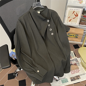 2024春夏新款不规则潮流长袖衬衫设计感小众衬衣 现货 W8164-P48图片