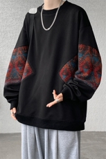 8XL-M春秋季圆领拼接撞色民族风卫衣男新款潮牌上衣服WY005P58，男装卫衣，电商B312