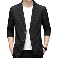 男士2023春季新款长袖外套薄款商务休闲潮流简约纯色西服外套男装，男装西服，电商B212（原钱塘6029）