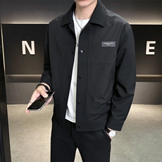 休闲纯色长袖上衣男贴标休闲百搭夹克A329-JK5091-P95，男装夹克，电商A329