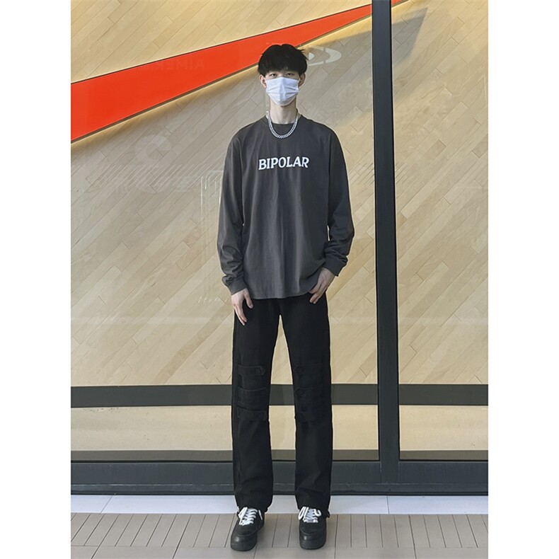 B221美式ins高街暗黑小众个性微喇牛仔裤LK23018-P65控88,男装牛仔裤,电商B221