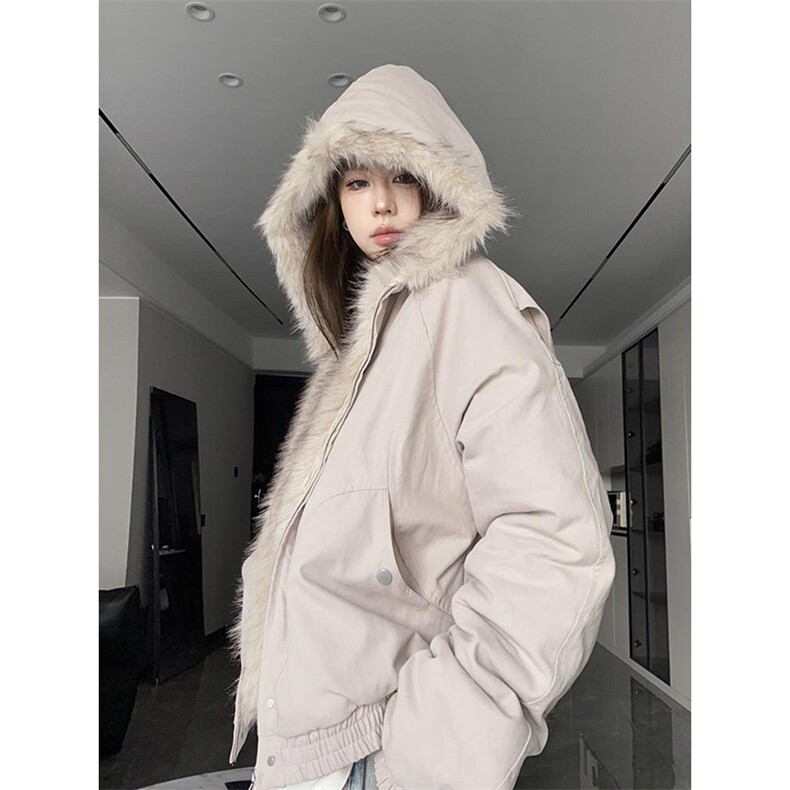 现货高品质美式高街冬季重磅硬挺短款座山雕毛领棉衣男女加厚外套，男装棉衣，电商A486-1