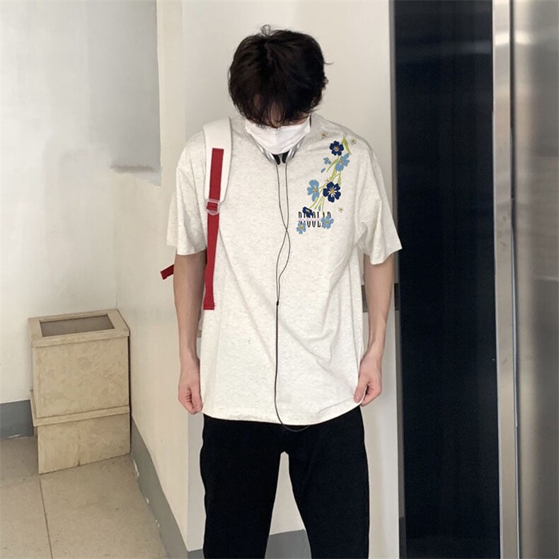 万针全刺绣解构设计260克重磅双纱纯棉高品质美式高街短袖T恤特39,男装T恤,电商A486-1