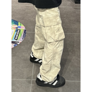 【有货】杏色扎染大口袋速干工装裤美式高街裤子宽松G73LL-特P48图片
