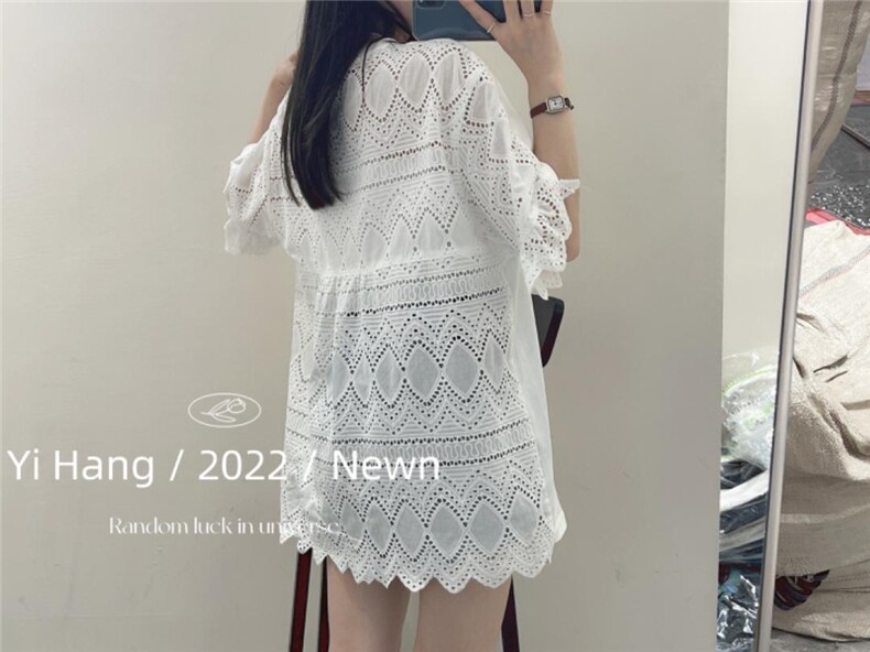 后背镂空面料上衣，其它，一杭