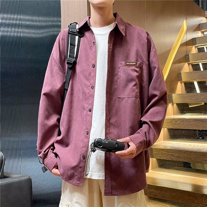 长袖衬衫男韩版潮流高级感上衣服港风休闲学生痞帅衬衣秋冬季外套,男装衬衫,星座1013