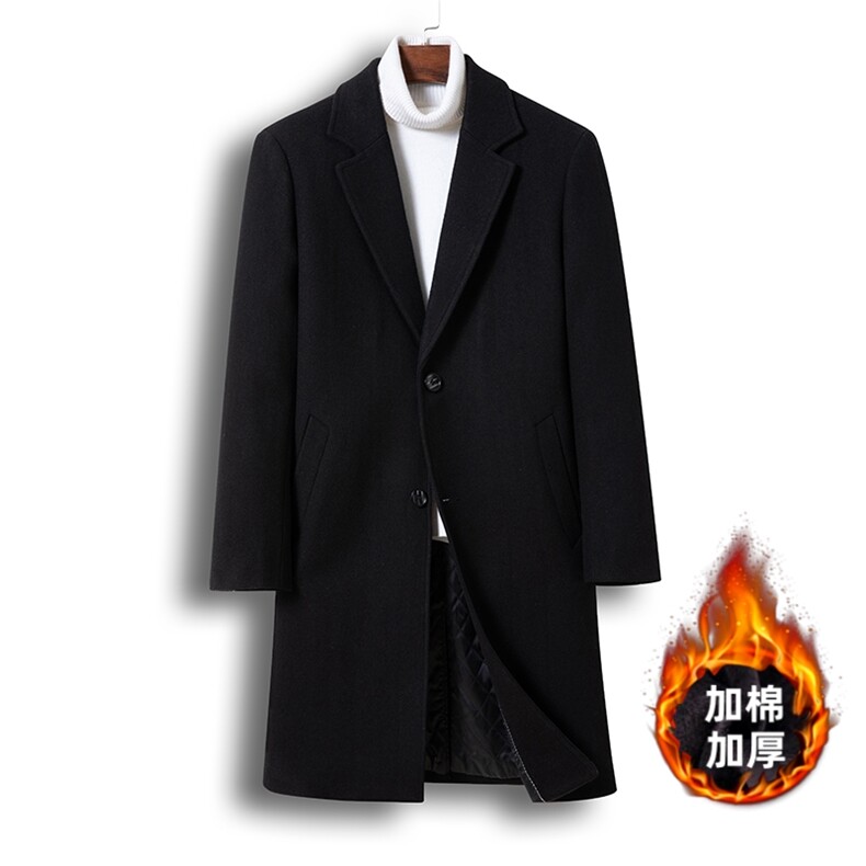 秋冬新款羊毛羊绒大衣男士宽松休闲呢子加厚中长款毛呢外套修身男，男装毛呢大衣，星座505-2（原电商A260-1)