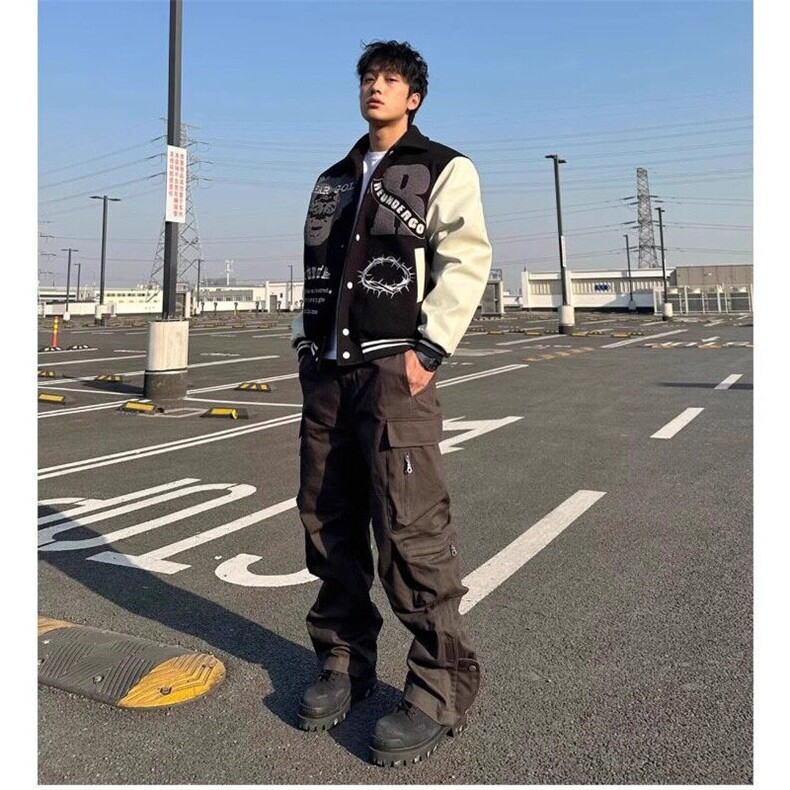 网络图现货美式拼接撞色潮牌设计感毛巾绣刺夹克J4Y191-P70,男装夹克,星座715-7