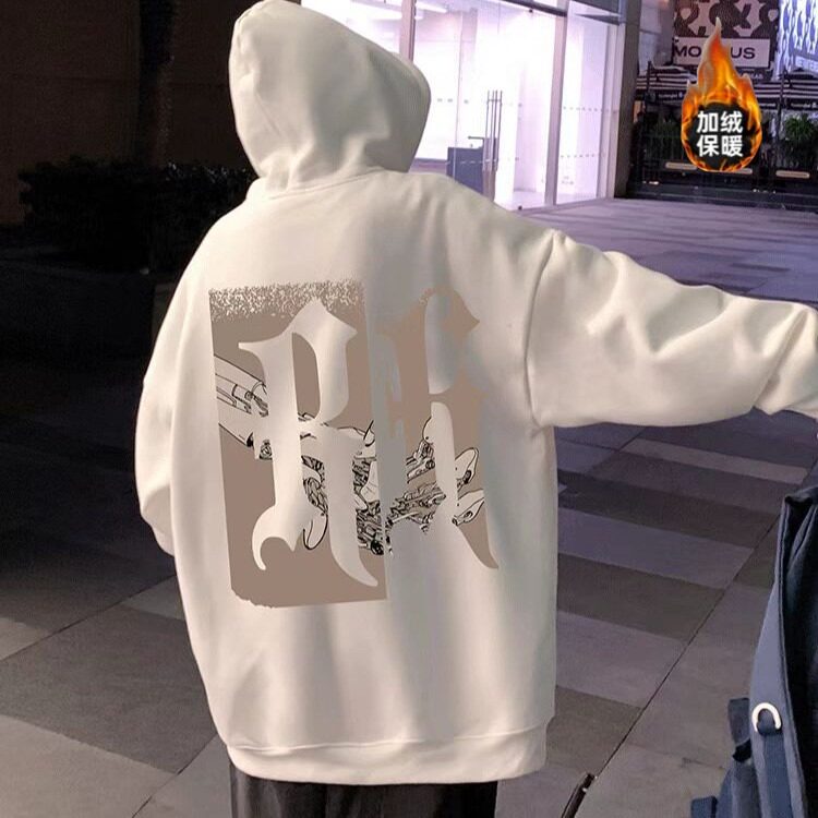 连帽加绒卫衣男学生创意字母卫衣学生美式休闲加厚卫衣外套男生,女装短外套,星座715-4