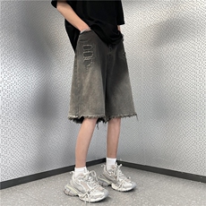 牛仔短裤男韩版潮流高街渐变色2024夏季新款ins五分裤RK1726-P41，男装牛仔裤，星座412-2
