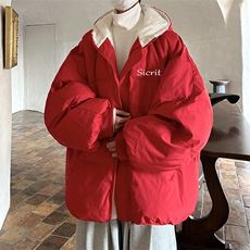 美式连帽棉服男款冬季加绒加厚羊羔毛棉衣外套潮牌大码宽松面包服，男装棉衣，电商A040