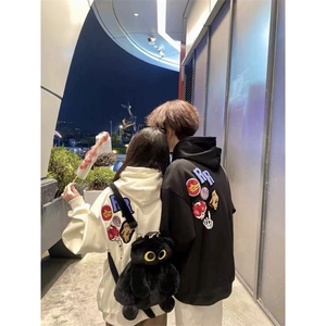 1506-1/W1761/P59男女新款刺绣勋章字母美式连帽套头宽松百搭卫衣图片