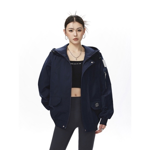 可二开发光贴片连帽工装冲锋衣大码M-5XL夹克女JK78076P85控128图片