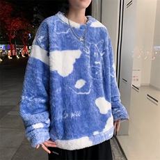 秋冬款时尚潮男百搭宽松圆领羊羔毛上衣，男装针织衫/毛衣，四季星座218-1