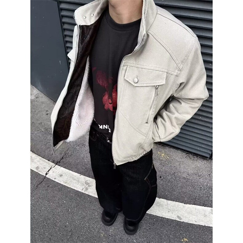 座山蟒蛇年限定美式复古重磅工装夹克男女宽松外套潮牌 JS8219图片