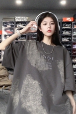 复古美式质感时尚T恤宽松圆领小众设计感休闲上衣HY322TP35控58，男装T恤，电商A102B