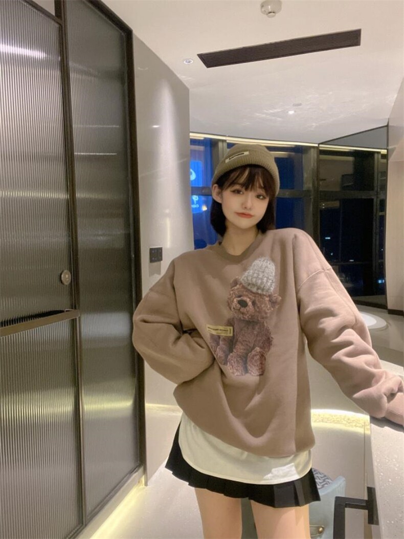 现货冬季带帽小熊卫衣，女装卫衣/绒衫，NEWR