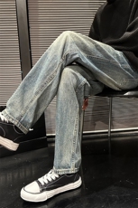 秋季新款美式复古休闲直筒裤宽松牛仔裤男3701P58，男装牛仔裤，星座902A