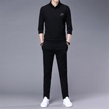 卫衣套装男2023秋季新款长袖翻领套头两件套中年男士商务休闲上衣，男装休闲套装，电商B212（原钱塘6029）