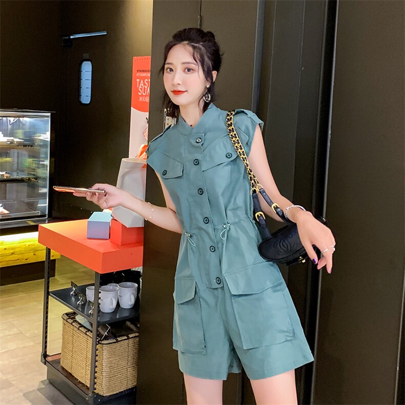 连体裤女夏季韩版工装套装小个子高腰显瘦连衣裤,商品下架区,维壹