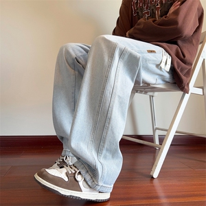 特批牛仔裤男冬季宽松直筒休闲加厚秋冬长裤子J8055-P40/加绒P50