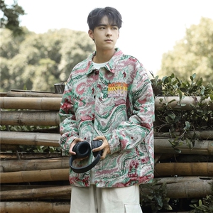 外套男春秋款美式高街痞帅夹克宽松休闲机车服休闲图片
