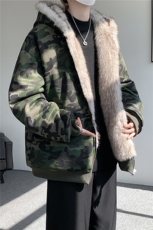 美式座山雕加绒加厚棉服男冬宽松连帽毛领棉衣外套MY18001，男装棉衣，电商B312